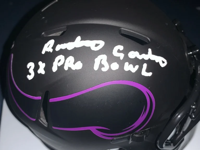 ANTHONY CARTER MINNESOTA VIKINGS 3 X PRO BOWL ECLIPSE SIGNED RIDDELL MINI HELMET