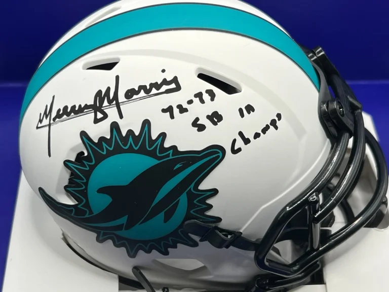 MERCURY MORRIS MIAMI DOLPHINS  72,73 SB CHAMPS  SIGNED LUNAR ECLIPSE MINI HELMET