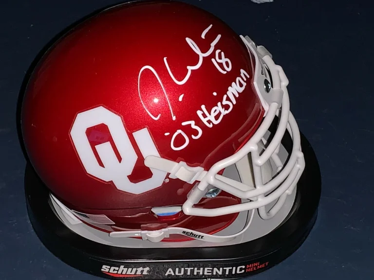 JASON WHITE OKLAHOMA SOONERS  HEISMAN 2003  SIGNED SCHUTT MINI HELMET