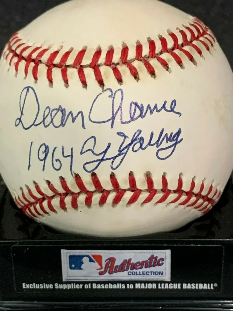 DEAN CHANCE CALIFORNIA ANGELS  1964 CY YOUNG   SIGNED  AL OML BASEBALL