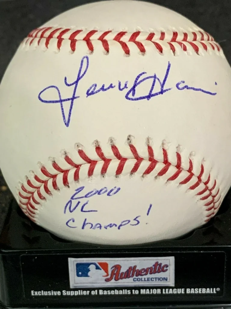 LENNY HARRIS  NEW YORK METS  2000 NL CHAMPS   SIGNED OML BASEBALL