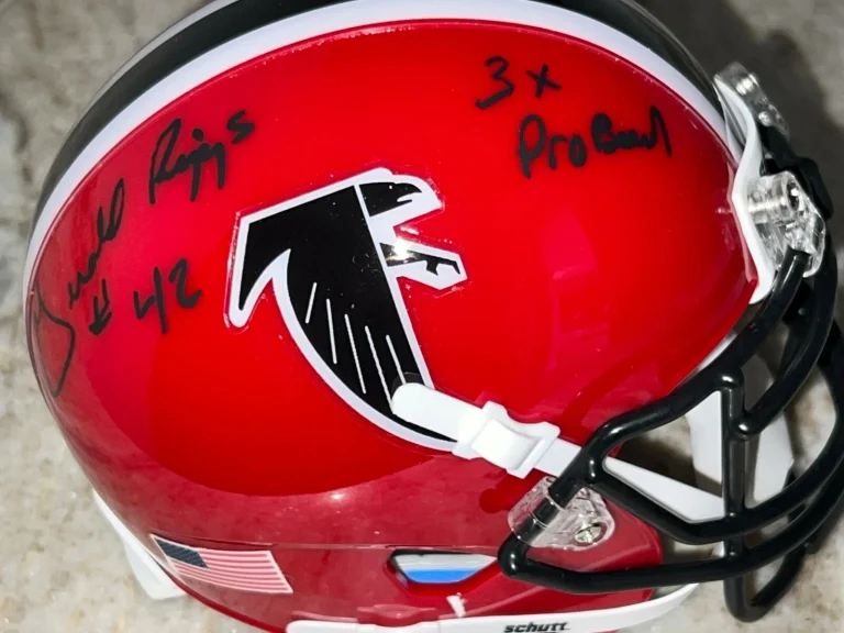GERALD RIGGS  ATLANTA FALCONS  3 X PRO BOWL  SIGNED SCHUTT MINI HELMET
