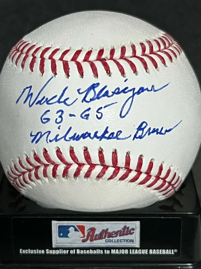 WADE BLASINGAME  MILWAUKEE BRAVES 1963-65  SIGNED OML BASEBALL