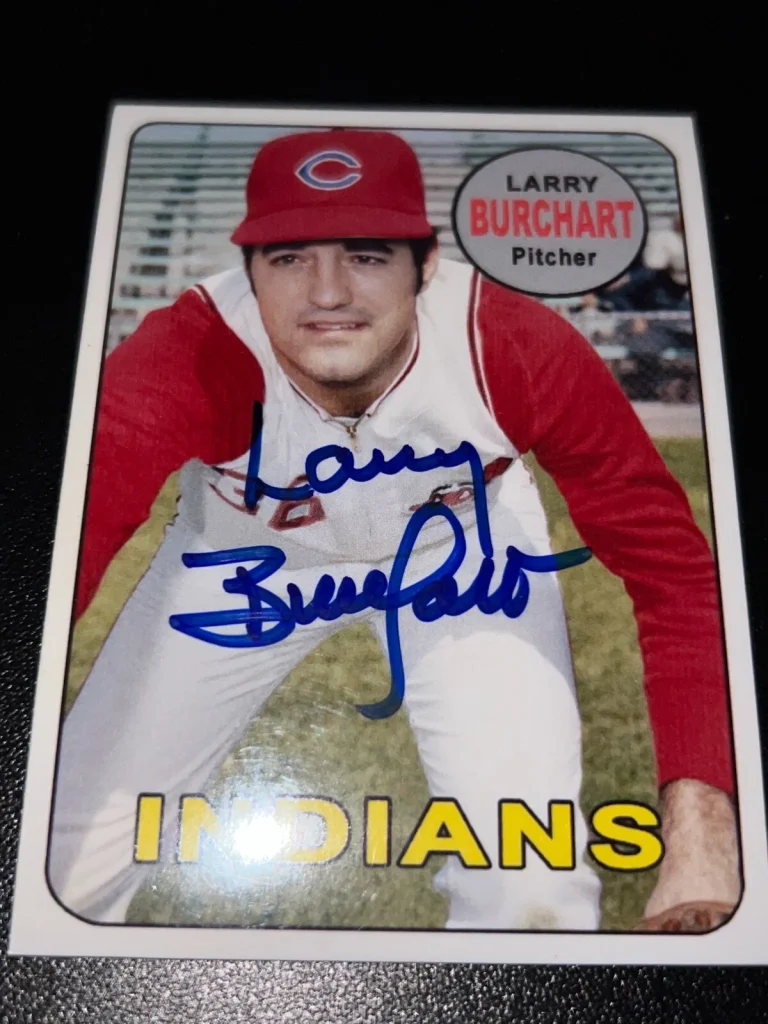 LARRY BURCHART  CLEVELAND INDIANS  SIGNED 1969 STYLE CUSTOM CARD