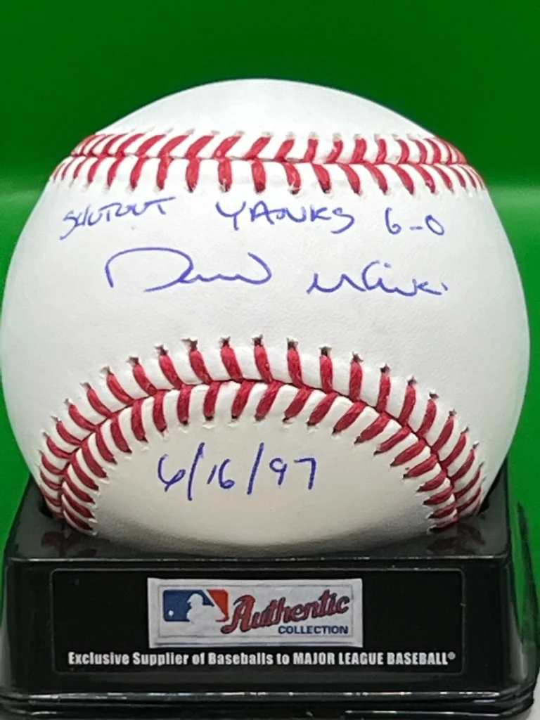 DAVE MLICKI  NEW YORK METS  SHUTOUT YANKS 6-0  6/16/97    SIGNED OML BASEBALL