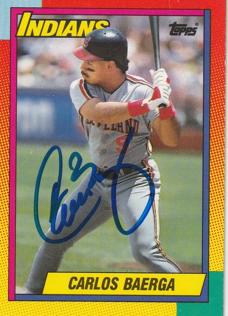CARLOS BAERGA CLEVELAND INDIANS  SIGNED 1990 TOPPS TRADED CARD #6T