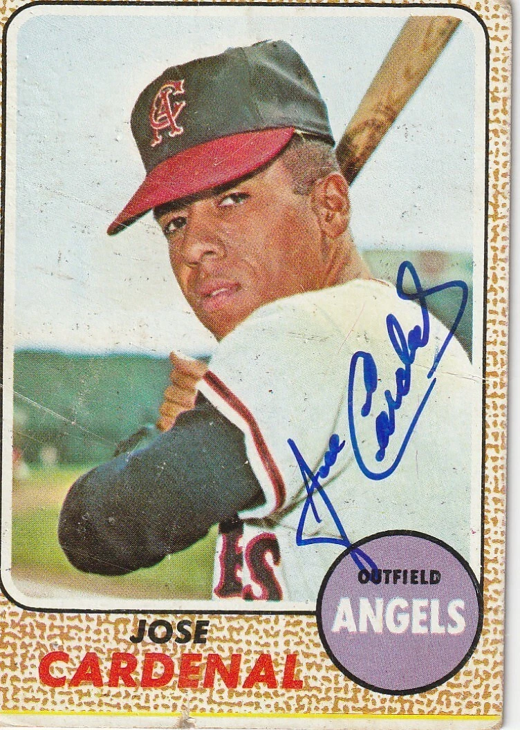 JOSE CARDENAL CALIFORNIA ANGELS SIGNED 1968 TOPPS CARD #102
