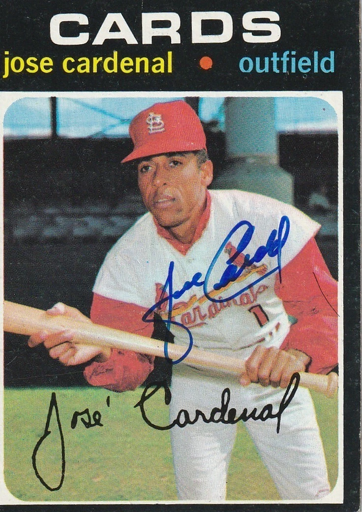 JOSE CARDENAL ST. LOUIS CARDINALS SIGNED 1971 TOPPS CARD #435