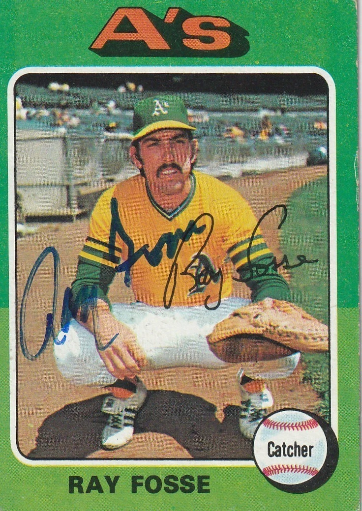 RAY FOSSE OAKLAND A'S   SIGNED 1975 TOPPS CARD #486