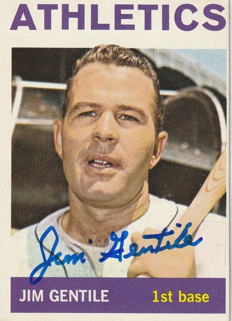 JIM GENTILE KANSAS CITY A'S  SIGNED 1964 TOPPS CARD #196