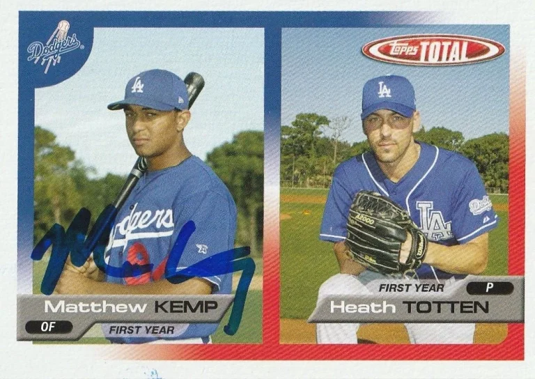 MATT KEMP LOS ANGELES DODGERS  SIGNED 2005 TOPPS TOTAL CARD #744