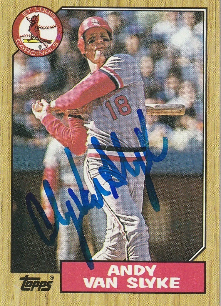ANDY VAN SLYKE ST. LOUIS CARDINALS  SIGNED 1987 TOPPS CARD #33