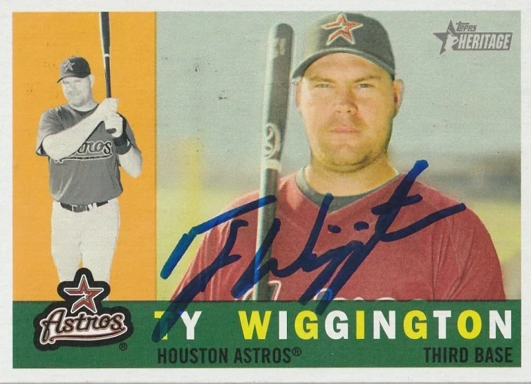 TY WIGGINTON HOUSTON ASTROS 2009 TOPPS HERITAGE CARD #301 SIGNED