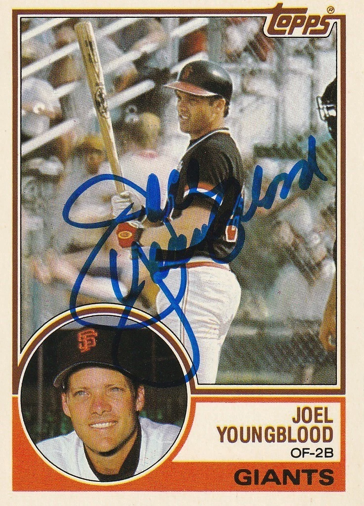 JOEL YOUNGBLOOD SAN FRANCISCO GIANTS  SIGNED 1983 TOPPS TRADED  CARD #130T
