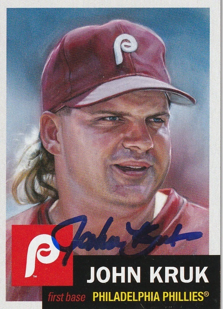 JOHN KRUK PHILADELPHIA PHILLIES  SIGNED TOPPS LIVING SET CARD #491