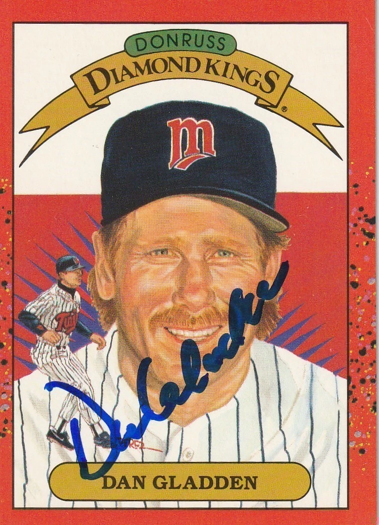 DAN GLADDEN MINNESOTA TWINS  SIGNED 1990 DONRUSS DIAMOND KING CARD #22