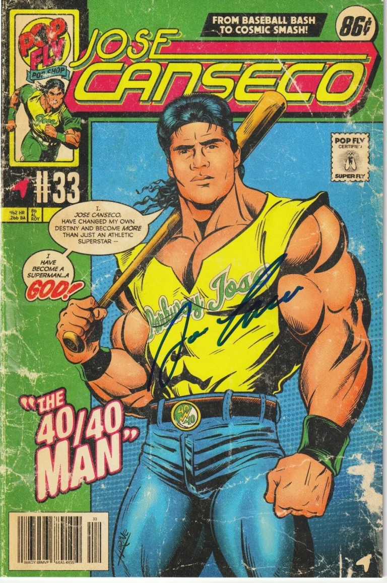 JOSE CANSECO OAKLAND A'S  SIGNED THE 4/40 MAN #115 POP FLY ART #63/419