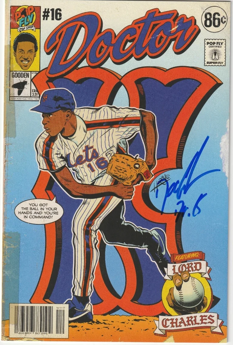 DWIGHT GOODEN NEW YORK METS  SIGNED DOCTOR K #124 POP FLY ART #171/504