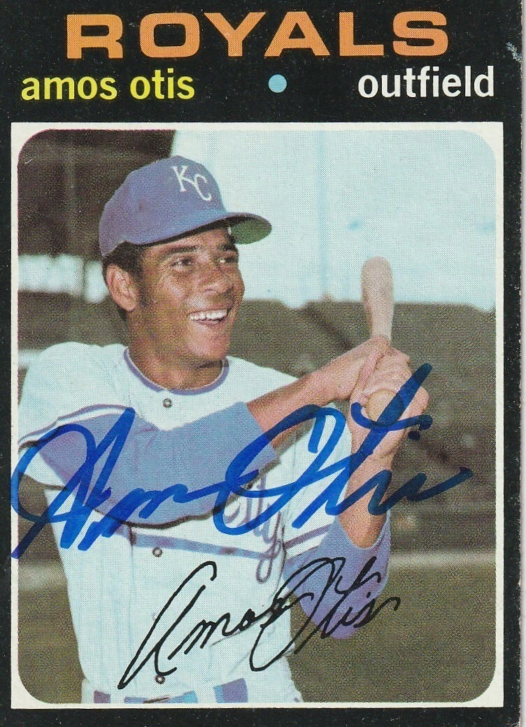 AMOS OTIS KANSAS CITY ROYALS  SIGNED 1971 TOPPS CARD #610