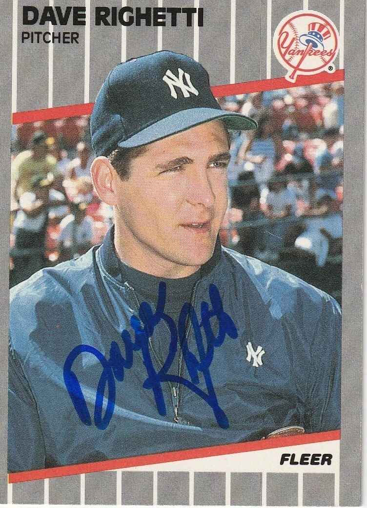 DAVE RIGHETTI NEW YORK YANKEES  SIGNED 1989 FLEER CARD #267