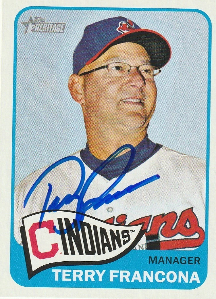 TERRY FRANCONA CLEVELAND INDIANS  SIGNED 2014 TOPPS HERITAGE CARD #301