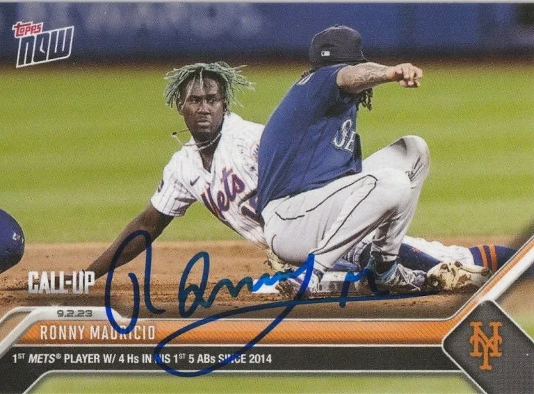 RONNY MAURICIO NEW YORK METS SIGNED 2023 TOPPS NOW 4 HITS 1ST 5 AB's CARD #807