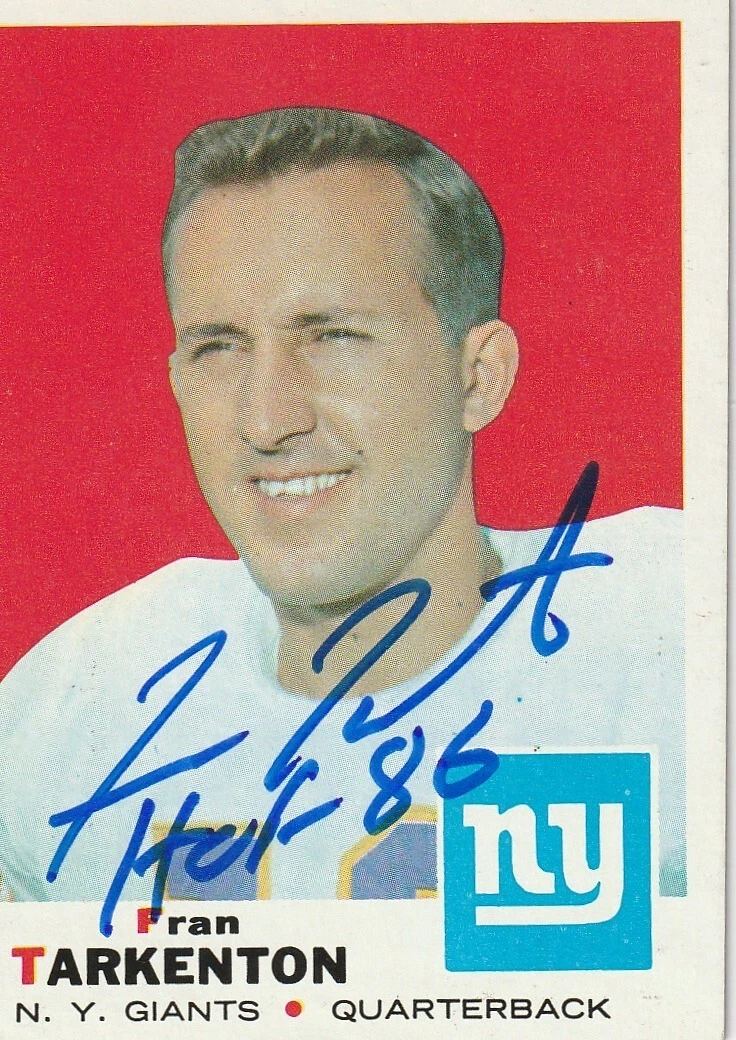 FRAN TARKENTON NEW YORK GIANTS HOF 86 SIGNED 1969 TOPPS CARD #150