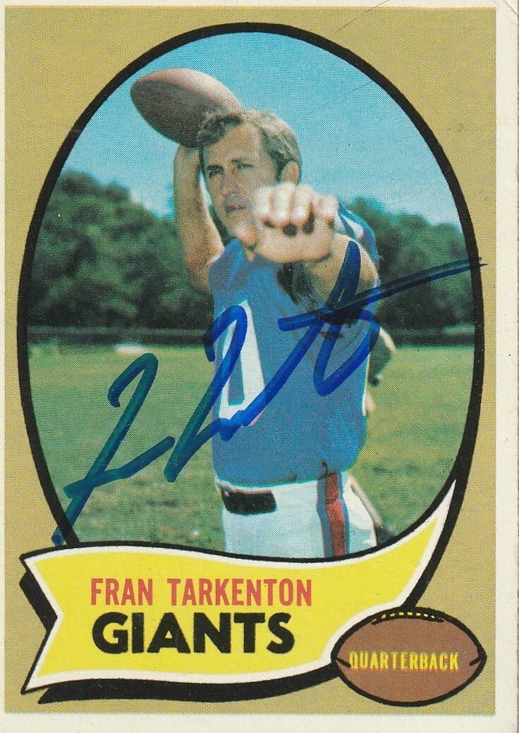 FRAN TARKENTON NEW YORK GIANTS  SIGNED 1970 TOPPS CARD #80