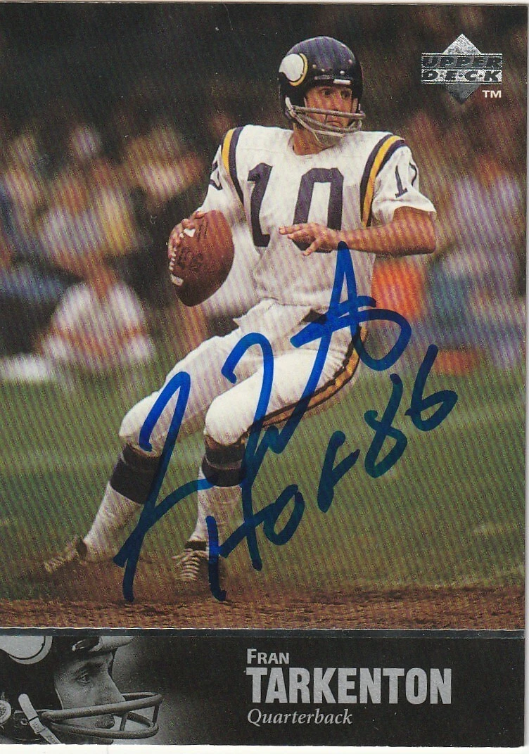 FRAN TARKENTON MINNESOTA VIKINGS HOF 86 SIGNED 1997 UPPER DECK LEGENDS CARD #13