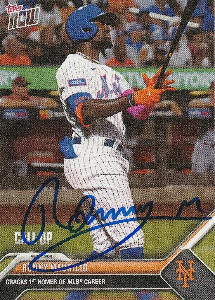 RONNY MAURICIO NEW YORK METS SIGNED 2023 TOPPS NOW 1st MLB HR CARD #858