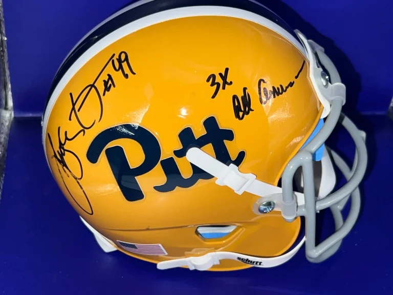 HUGH GREEN  PITTSBURGH PANTHERS  3 X ALL AMERICAN  SIGNED SCHUTT MINI HELMET