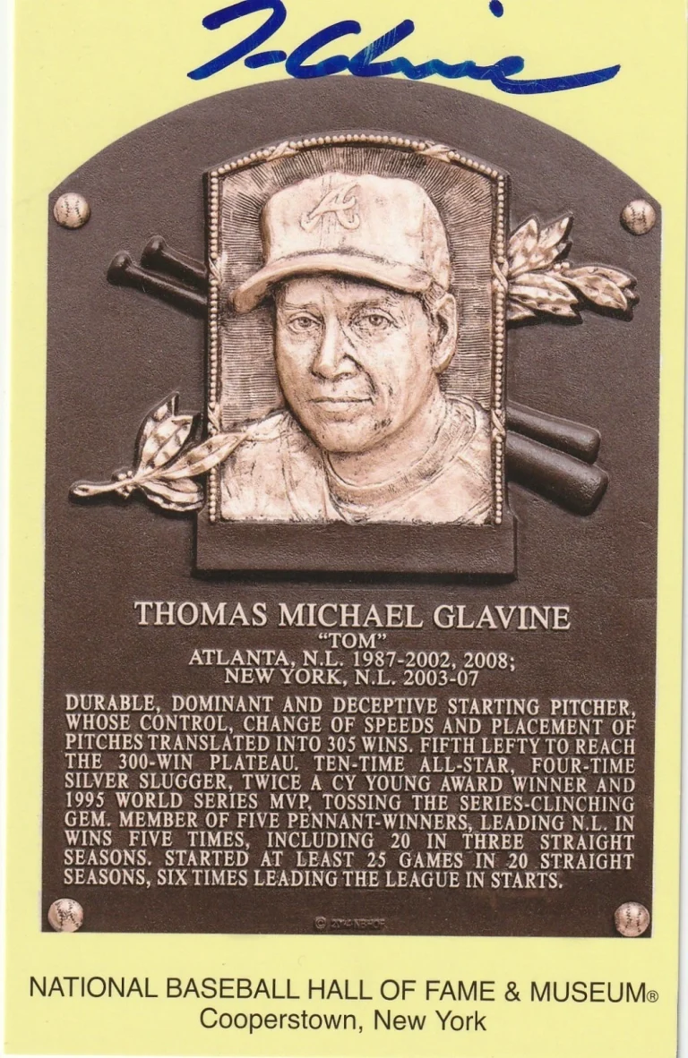 TOM GLAVINE ATLANTA BRAVES   SIGNED OFFICIAL BASEBALL HOF POSTCARD PLAQUE