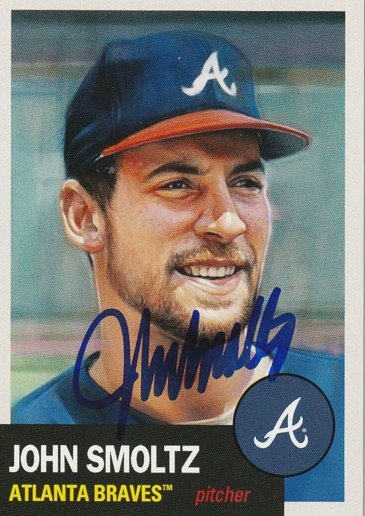 JOHN SMOLTZ ATLANTA BRAVES  SIGNED TOPPS LIVING SET #699