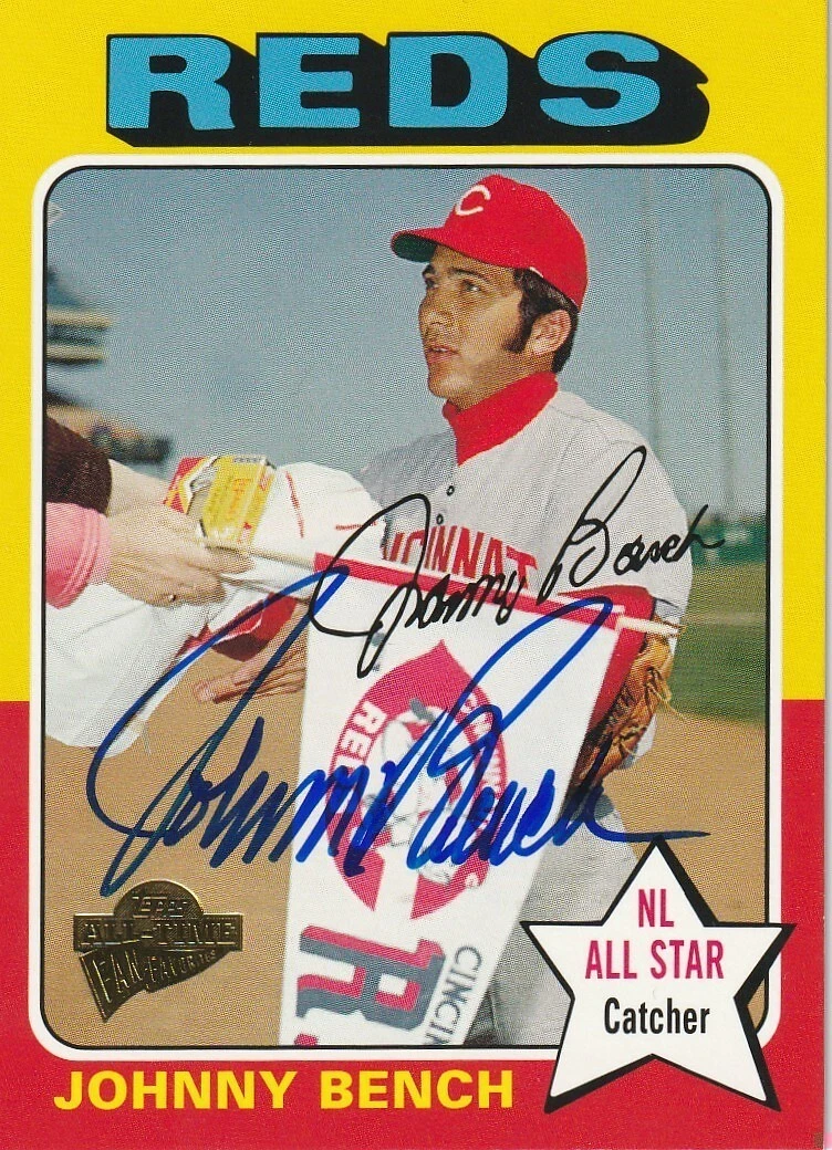 JOHNNY BENCH CINCINNATI REDS  SIGNED 2005 TOPPS ALL-TIME FAN FAVORITES #60