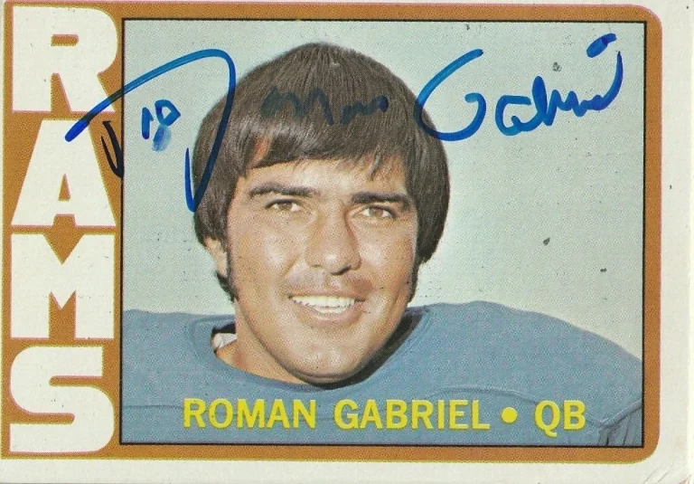 ROMAN GABRIEL LOS ANGELES RAMS  SIGNED 1972 TOPPS CARD #40