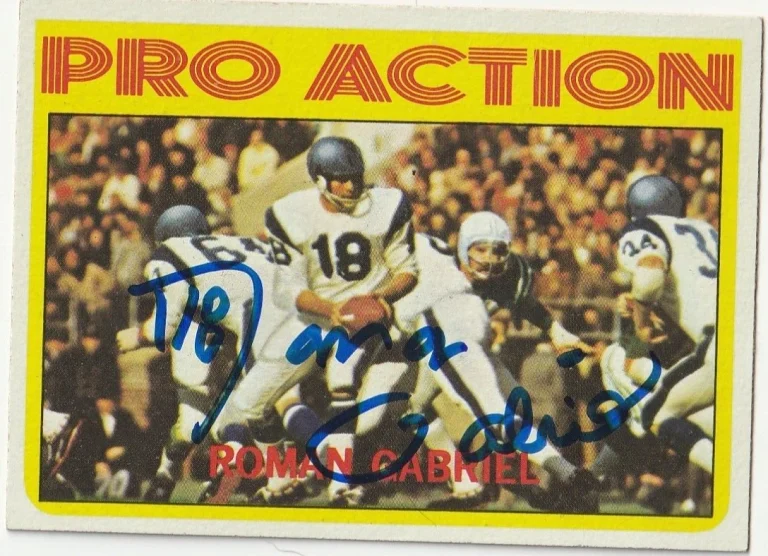 ROMAN GABRIEL LOS ANGELES RAMS  SIGNED 1972 TOPPS CARD #128