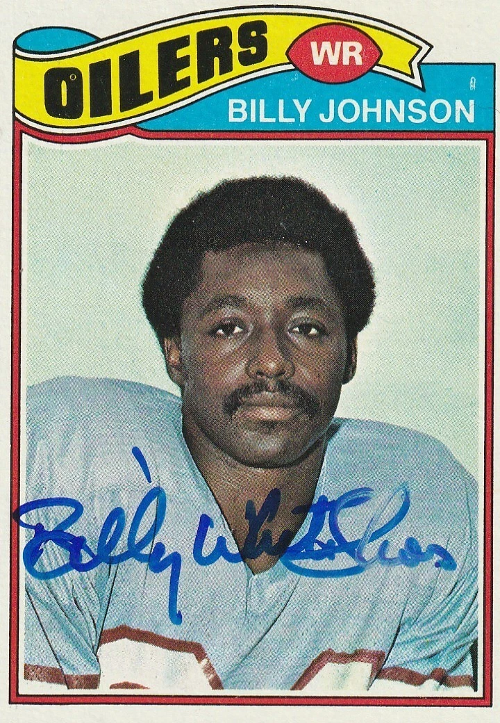 BILLY WHITESHOES JOHNSON HOUSTON OILERS  SIGNED 1977 TOPPS CARD #59
