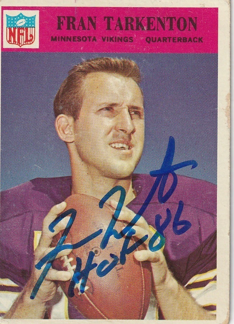 FRAN TARKENTON MINNESOTA VIKINGS HOF 86  SIGNED 1966 PHILADELPHIA CARD #114