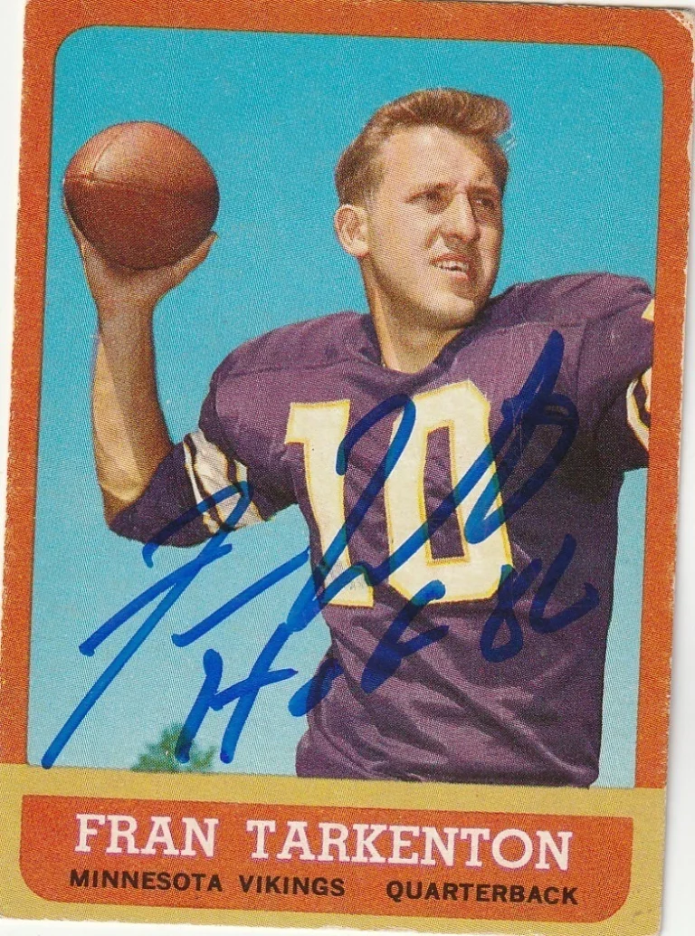 FRAN TARKENTON MINNESOTA VIKINGS HOF 86  SIGNED 1963 TOPPS CARD #98
