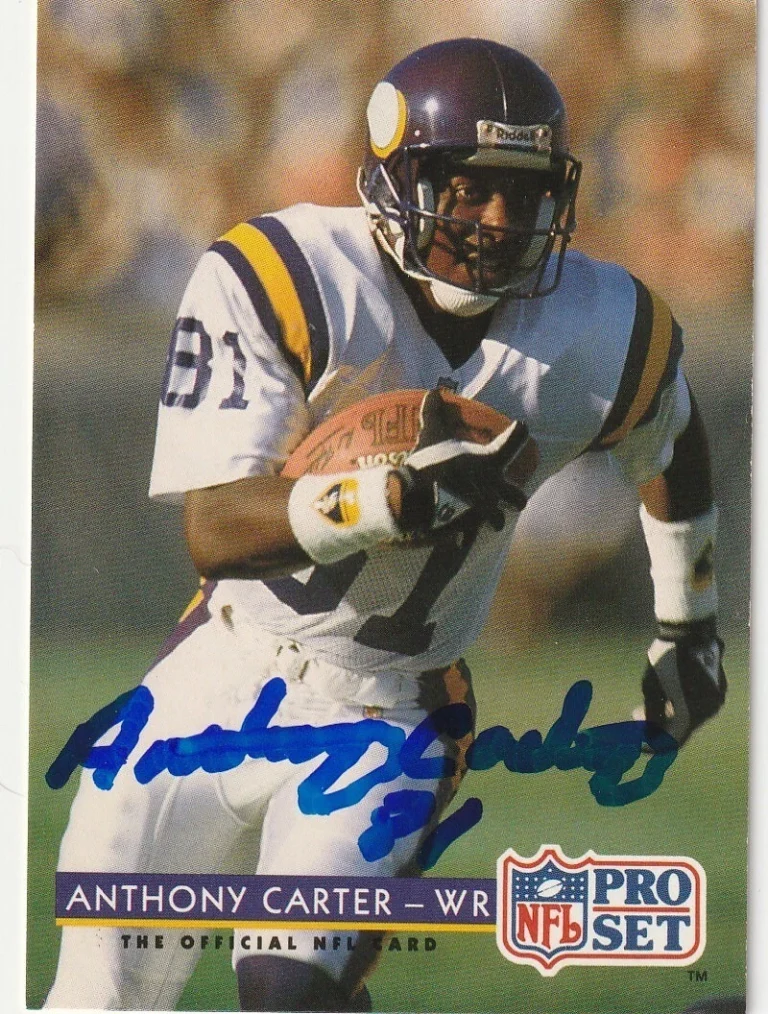 ANTHONY CARTER MINNESOTA VIKINGS  SIGNED 1992 PRO SET CARD #236