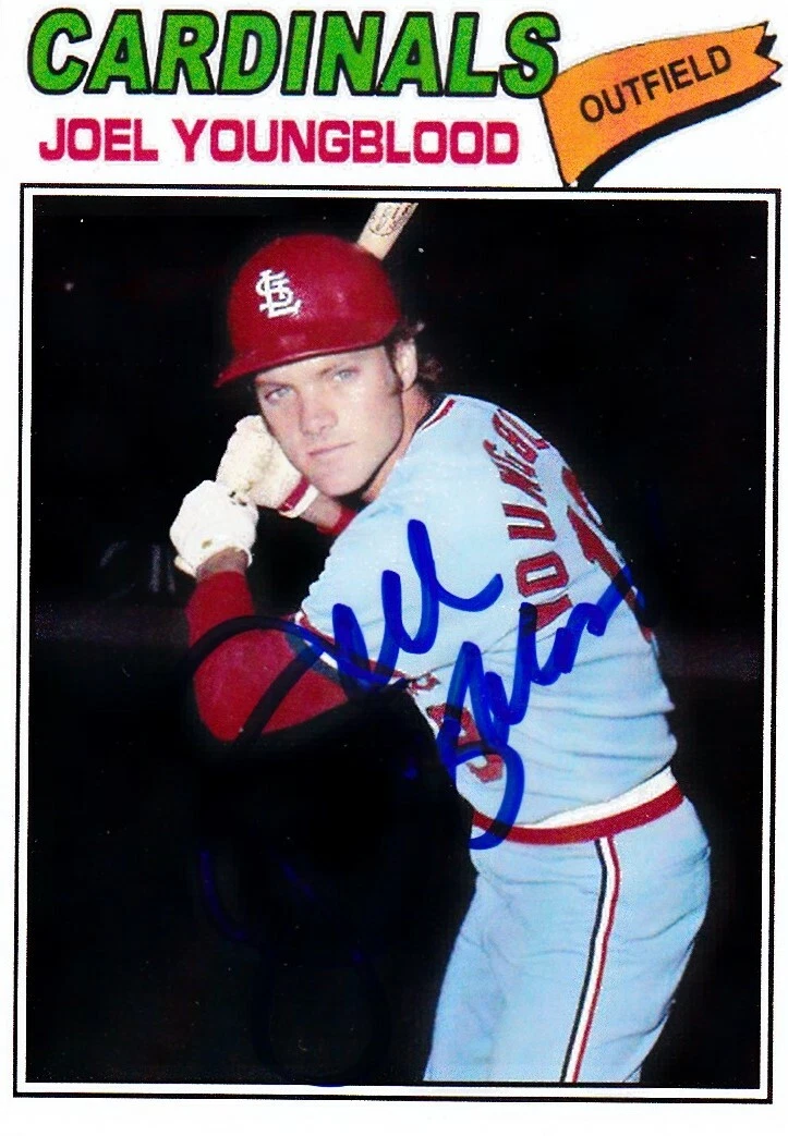 JOEL YOUNGBLOOD  ST. LOUIS CARDINALS  SIGNED 1977 STYLE CUSTOM CARD