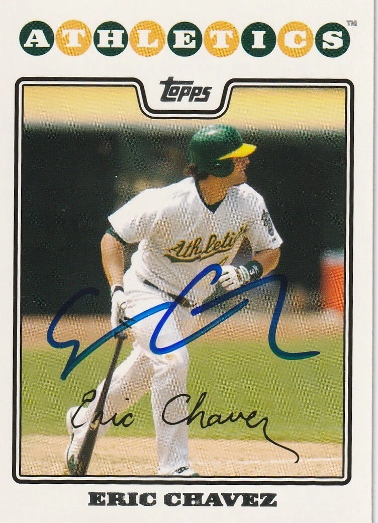 ERIC CHAVEZ OAKLAND A'S  SIGNED 2008 TOPPS CARD #629