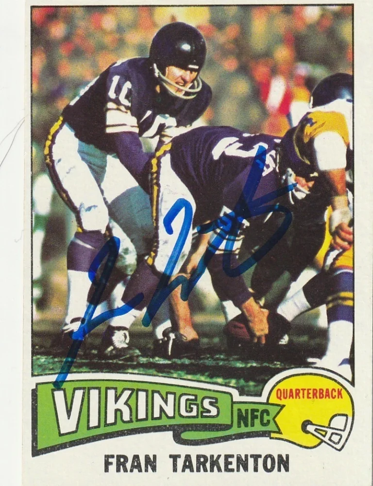 FRAN TARKENTON MINNESOTA VIKINGS  SIGNED 1975 TOPPS CARD #400