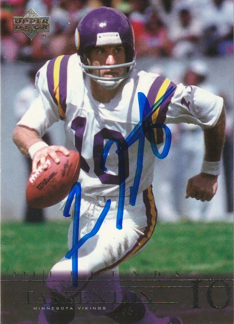 FRAN TARKENTON MINNESOTA VIKINGS SIGNED 2001 UPPER DECK LEGENDS CARD #45