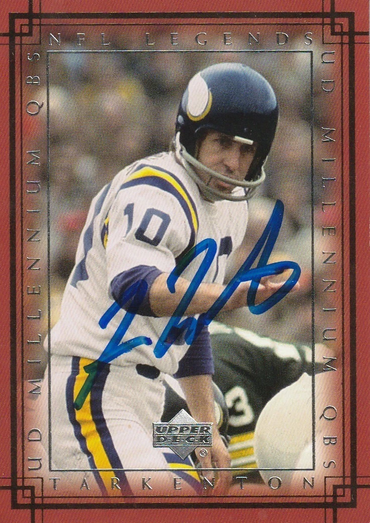 FRAN TARKENTON MINNESOTA VIKINGS SIGNED 2000 UPPER DECK LEGENDS CARD #M4