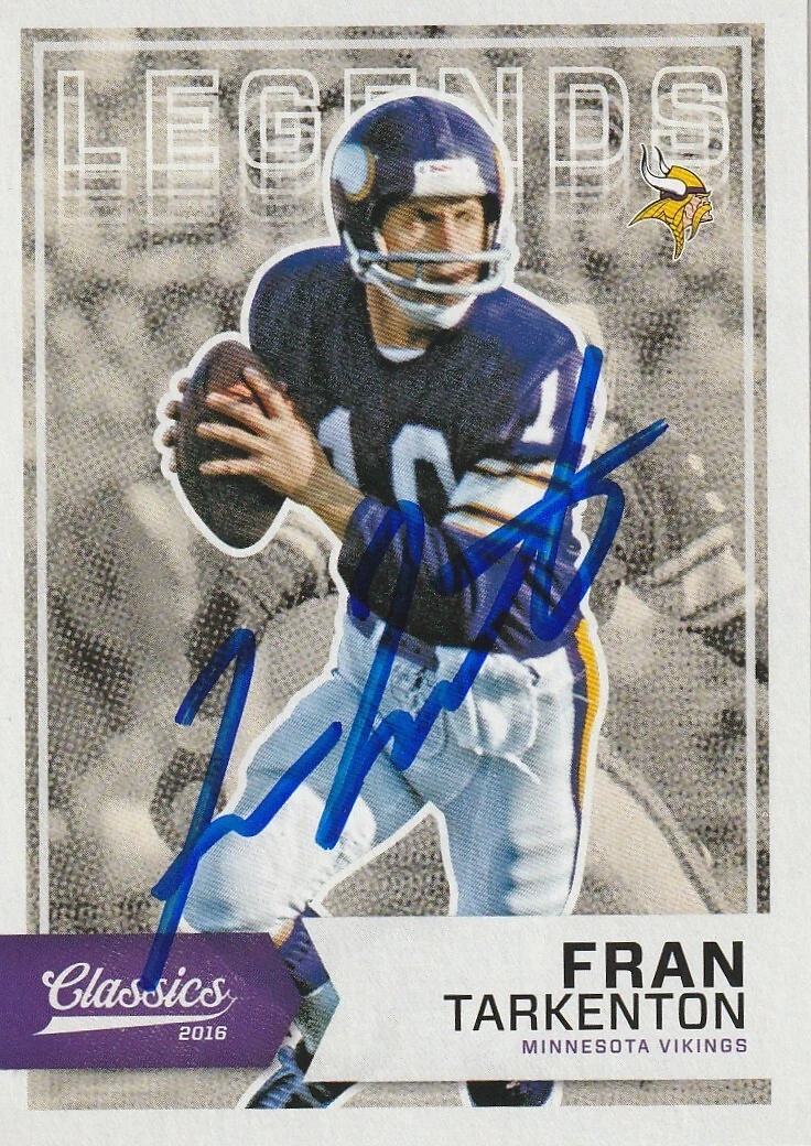 FRAN TARKENTON MINNESOTA VIKINGS SIGNED 2016 PANINI CLASSICS CARD #144