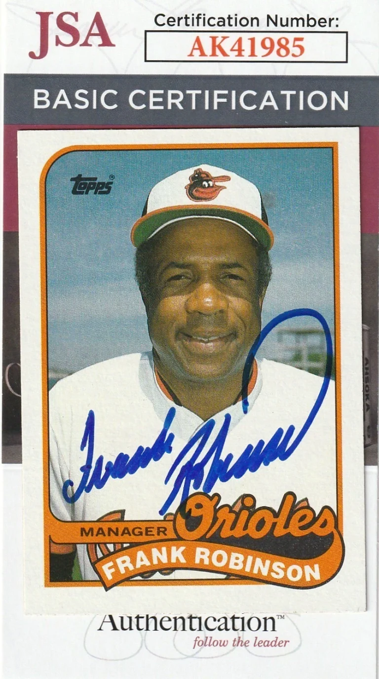 FRANK ROBINSON BALTIMORE ORIOLES  JSA AUTHENTICATED  SIGNED 1989 TOPPS CARD #774