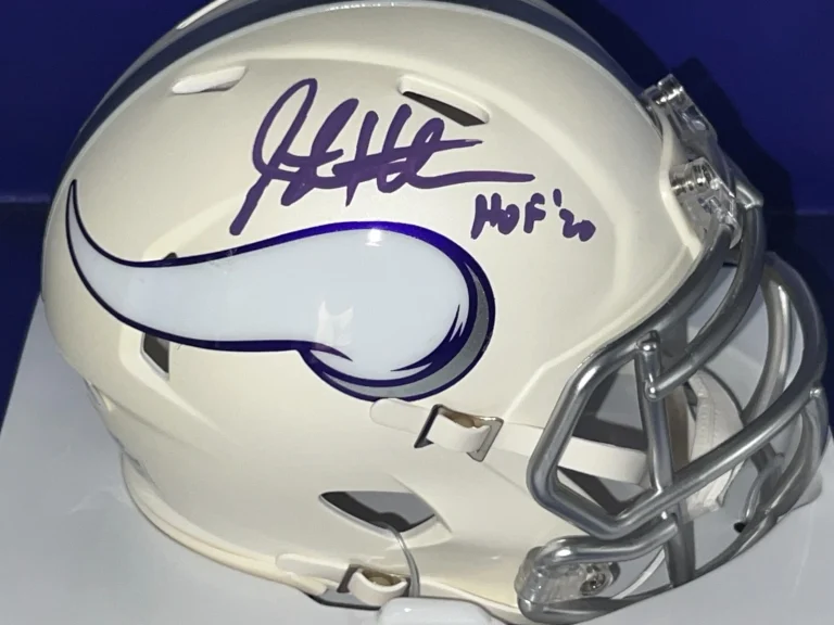 STEVE HUTCHINSON MINNESOTA VIKINGS HOF 20 JSA AUTHENTIC ALTERNATE SIGNED MINI