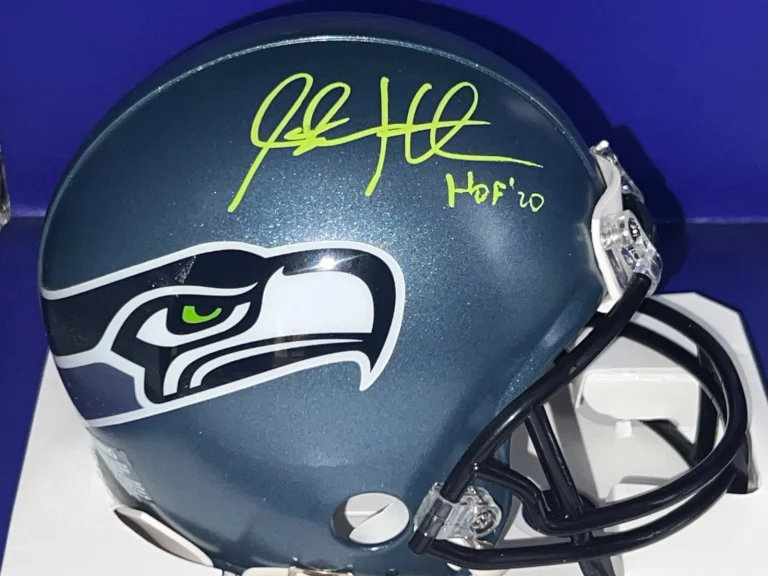 STEVE HUTCHINSON SEATTLE SEAHAWKS HOF 20 JSA AUTHTICATED THROWBACK SIGNED MINI