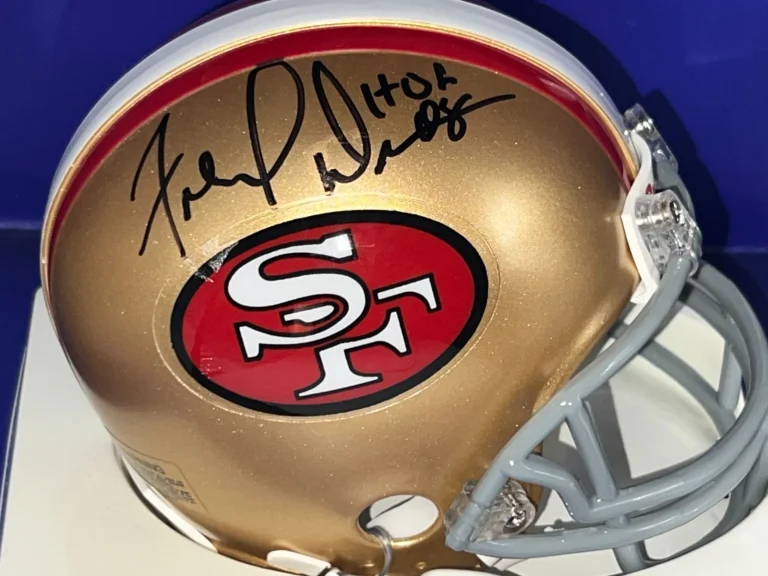 FRED DEAN SAN FRANCISCO 49ERS HOF 2008 SIGNED VSR4 MINI HELMET